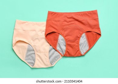 Period panties on color background