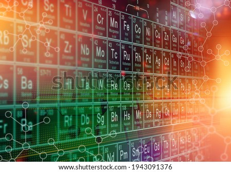 Periodic table of elements abstract physics scientific concept
