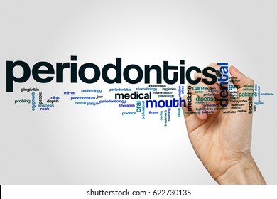 Periodontics word cloud concept on grey background