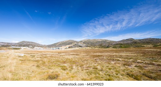Perisher Valley Ski Resort On A Clear Autumn Day In New South Wales, Australia