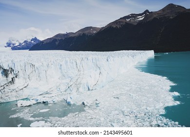 Perito Moreno Glacier National Park, Wide Angle Looking, Mountain Background Argentina Nature, No People.