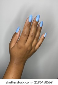 Periwinkle Blue Females Manicured Hands