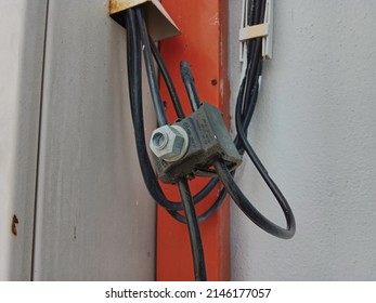 Perlis, Malaysia - April 15 2022: Electric cable separators are used to prevent short circuits caused by the collision of two different electric poles