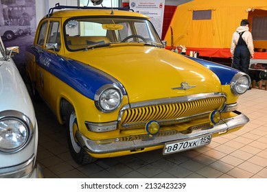 Perm, Russia - 03.04.2022: photo of a part of the car Gaz-21 Volga
in the museum