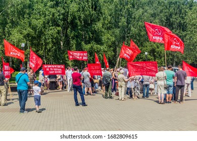 PERM, RUSSIA - JUNE 30, 2018: Communist Party Of The Russian Federation Protest Rally In Perm, Russia