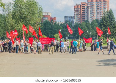 PERM, RUSSIA - JUNE 30, 2018: Communist Party Of The Russian Federation Protest Rally In Perm, Russia