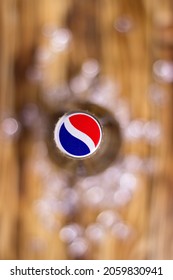 Perm, Russia - October, 17, 2021: Pepsi bottle cap close-up on a blurred background.