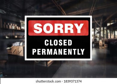 Permanent Closure Notice Of A Bar, Pub Or Restaurant. Concept Of Indefinite Closure, Suspension, Bankruptcy Or Going Out Of Business.