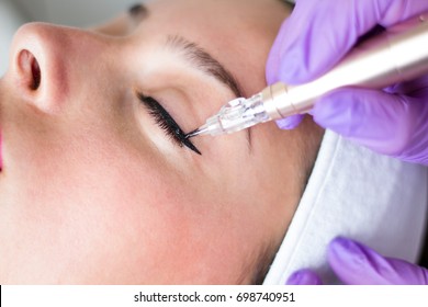 Permanent Make Up Eyeliner Procedure, Close Up