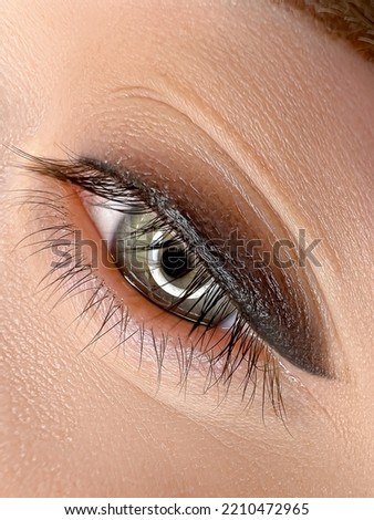 permanent makeup eyelid feathering close-up eye model Upper Eyelid Tattoo