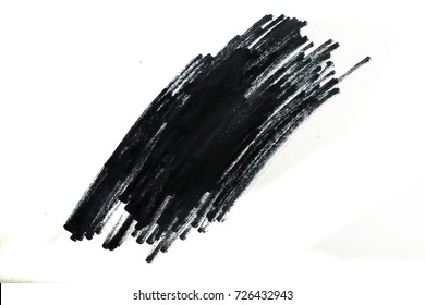 Permanent Marker Brush Stroke Or Dry Paint Line. Sketch Pencil Scribble, Trace Grunge Underline Or Smudge Isolated On White Background. Black Ink Brushstroke