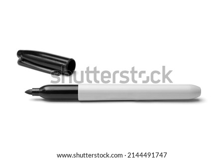 Permanent Marker Laying Flat Isolated Against White Background with Cap Off