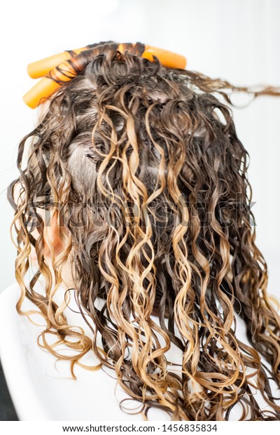 Perming Red Hair Curles Royalty Free Stock Image