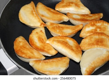 Perogies Frying In Skillet