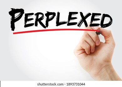 Perplexed text with marker, concept background