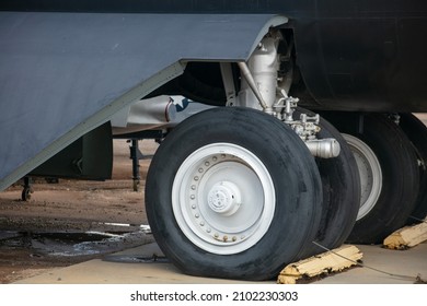 Perris, California, December 23, 2021: Landing Gear Wheels From A B-52 Bomb At The March Field Air Museum