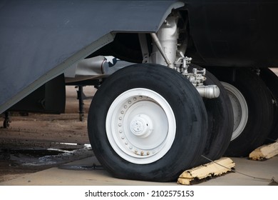 Perris, California, December 23, 2021: Landing Gear Wheels From A B-52 Bomb At The March Field Air Museum