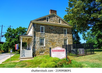 Perryville, MD, USA – August 13, 2022: The Rodgers’ Tavern, Where George Washington Often Stopped, Still Stands On The Old Post Road.