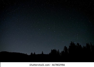 Perseid Meteor Shower. Shooting Stars Over Manning Park, Hope, British Columbia, Canada 