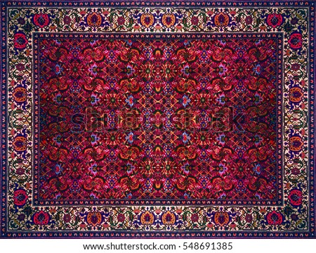 Persian Carpet Texture, abstract ornament. Round mandala pattern, Middle Eastern Traditional Carpet Fabric Texture. Turquoise milky blue grey brown yellow red brown violet pink maroon gold