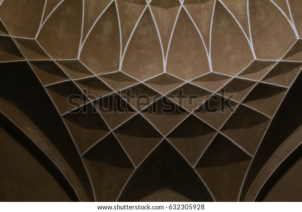 Persian Indoor Ceiling Decoration Dowlat Abad Stock Photo