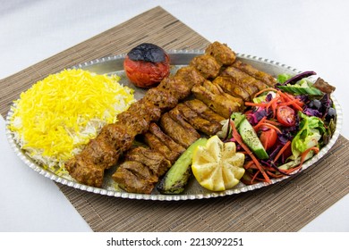 Persian Iranian Bakhtiyari With Saffron Rice And Salad