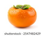 Persimmon fruit with water droplets isolated on white background. Clipping path.