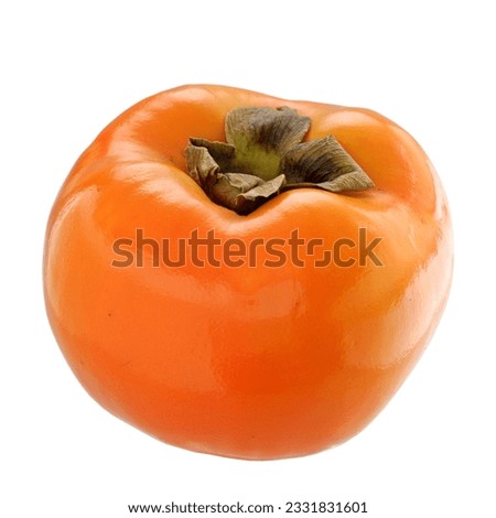 Persimmon, orange color fruit isolated on white background.