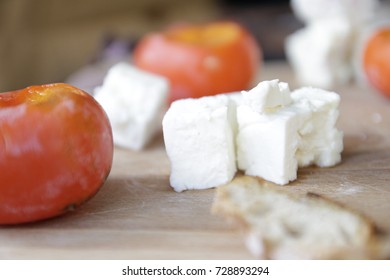 Persimmons and cheese