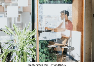 A persistent businessman negotiates project costs, ensuring company growth and profit. Working in a soundproof phone booth, she successfully handles online meetings and phone calls.