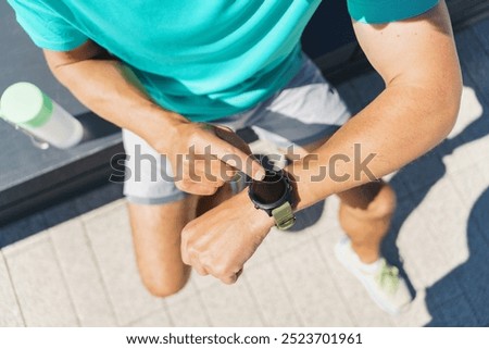 Image, Stock Photo Checking the time during busy day in Chiang Mai