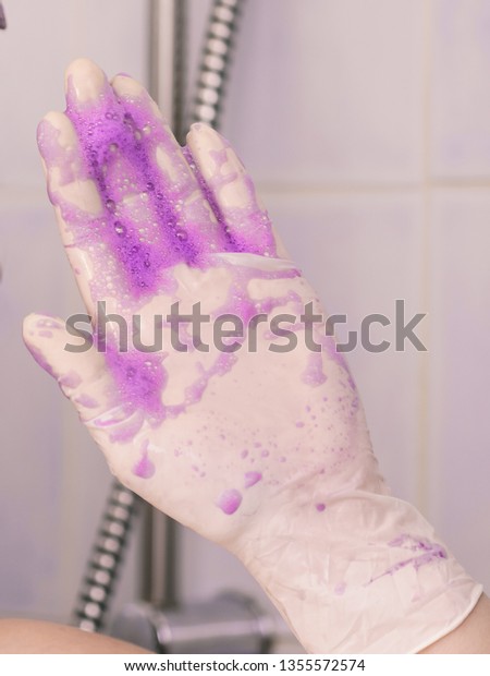 Person Coloring Hair Home Having Purple Stock Photo Edit Now