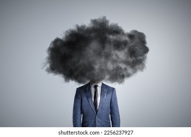 Person with a dark cloud over the head