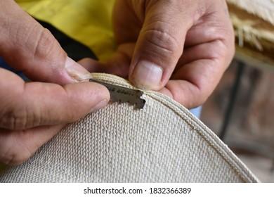 Person Doing The Process Of Making The Panama Hat Made In Ecuador