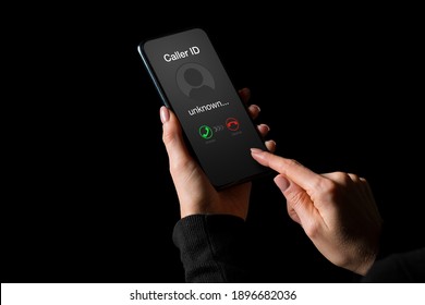 Person Getting A Call On Phone From An Unknown Number