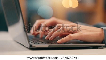 Similar – Image, Stock Photo Female hands typing on laptop keyboard.