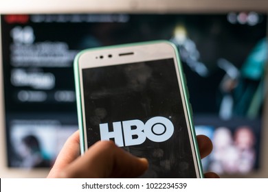 Person With HBO In His Mobile Phone 