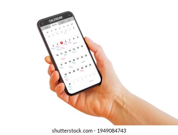 Person Holding Phone With Calendar App On The Screen