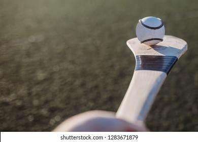 Person Holding Sliotar On Hurl, Gaa Games