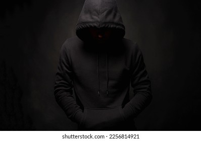 Person in Hood. Man or Boy in a hooded sweatshirt. Studio Shot - Shutterstock ID 2256814921