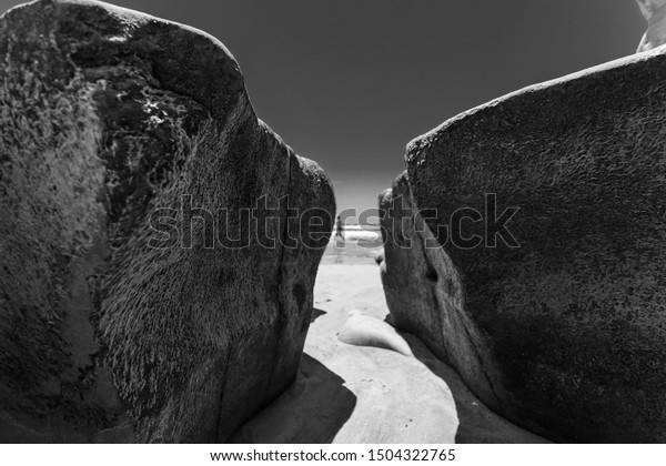 Person Inbetween Rock Hard Place Stock Photo Edit Now