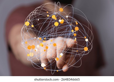 Person Interacting with Global Network Visualization