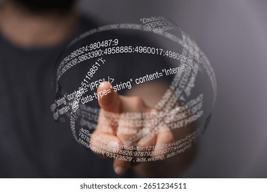 Person Interacting with Holographic Code Interface - Powered by Shutterstock - Get 15% off with code: PIKWIZARD15