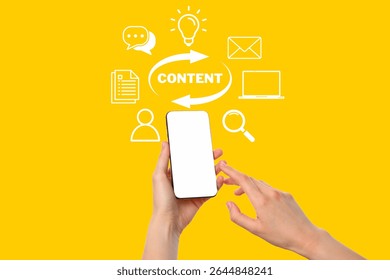 Person interacts with a smartphone while exploring diverse digital content options