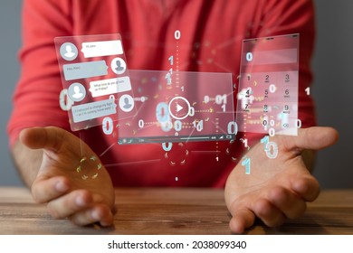 A person presenting a 3D render of interface web application