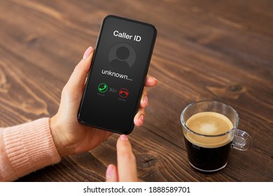 Person Receiving A Call From An Unknown Caller