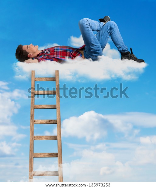 Person Relaxing On Cloud Stock Photo (Edit Now) 135973253