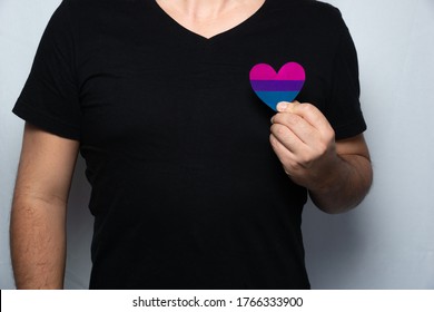 Person Showing A Bisexual Heart
