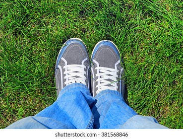 Person Stand On Grass Outdoor Stock Photo 381568846 | Shutterstock