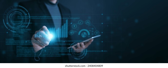 person use document  planning the business plans and analyse  profitability of working companies with digital augmented reality graphics for project manager working on laptop and update business plan - Powered by Shutterstock